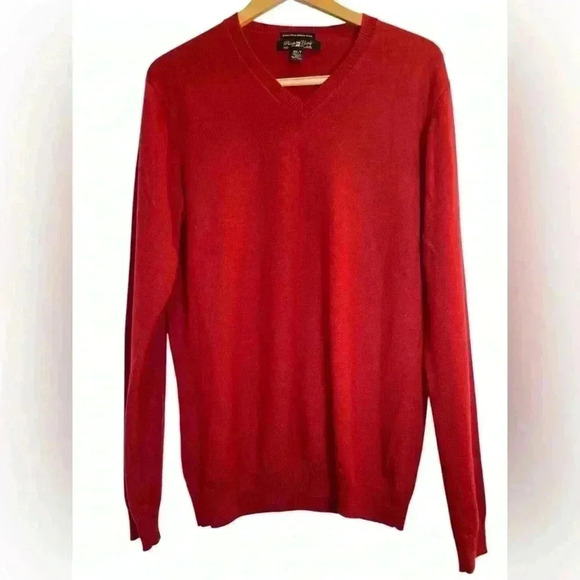 Pronto Uomo Men’s Fine Marino Wool V-Neck Sweater Red XLT Tall Classic Preppy - Picture 1 of 8